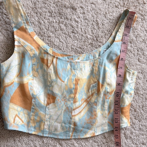 A.L.C. Isabel Sea Glass Crop Top Corset Linen Blend Sleeveless Side Zipper Sz 6 - Picture 15 of 15